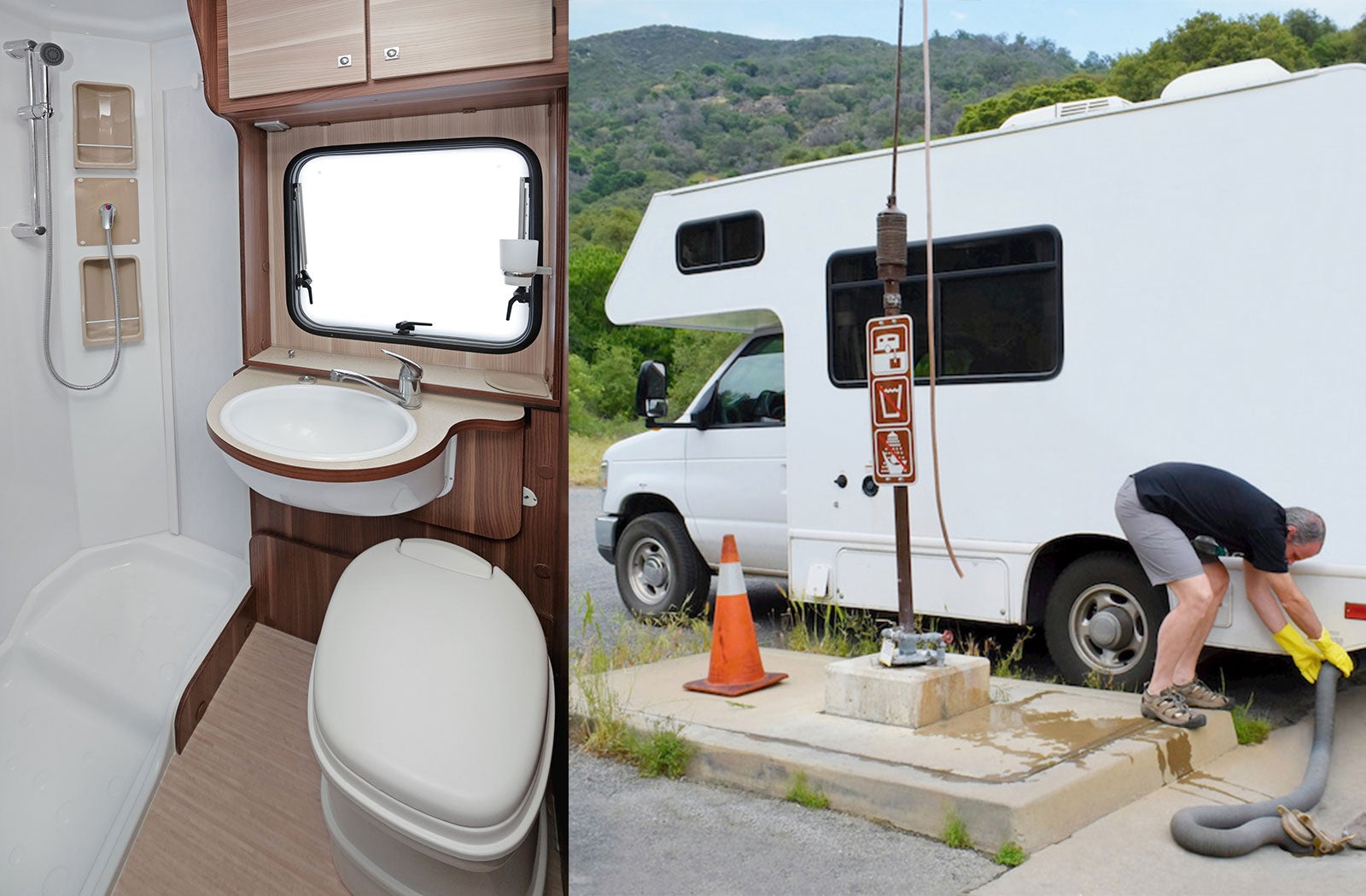 Portable RV/camper toilet and holding tank setup in Sequim, Washington