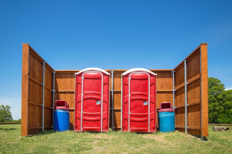 Short-term porta potty units staged for delivery in Sequim, Washington